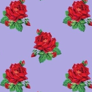 Red vintage roses on lilac - small