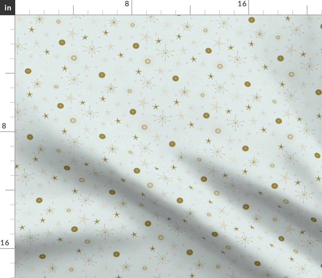 Atomic Snow and Star Bursts with Gold SMALL (4.5x4.5)