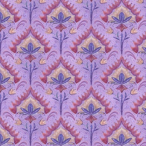 Boho Floral Tapestry lavender orange yellow palette medium scale