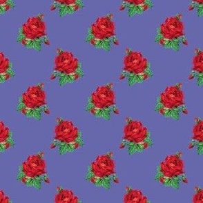 Red vintage roses on Very Peri - mini