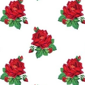 Red vintage roses on white - small