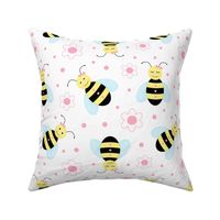 Bumble Bees Pink Floral Baby Girl Nursery 10 inch Large Scale