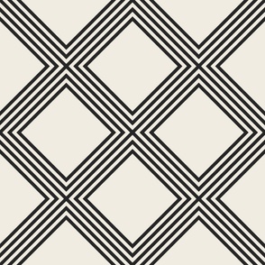 Criss Cross Stripe | Creamy White, Raisin Black | Geometric