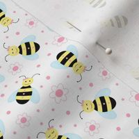 Bumble Bees Pink Floral Baby Girl Nursery 3 inches Small Scale