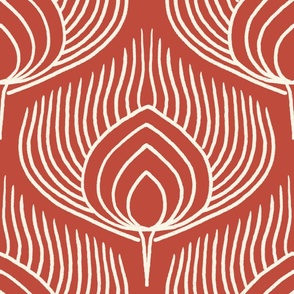Large // Abstract Peacock Feathers: Decorative Animal Print - Summer Fig Orange