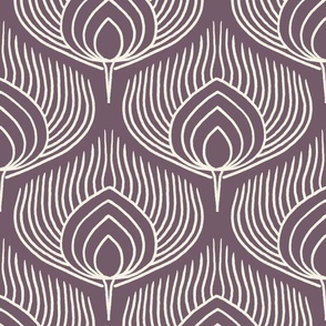 Medium // Abstract Peacock Feathers: Decorative Animal Print  - Arctic Dust Purple 