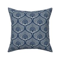 Small // Abstract Peacock Feathers: Decorative Animal Print - Dark Blue