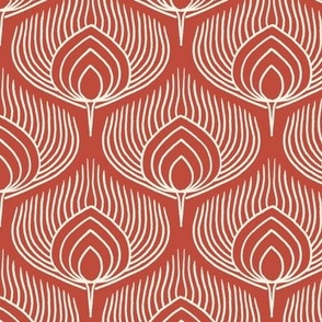 Small // Abstract Peacock Feathers: Decorative Animal Print - Summer Fig Orange