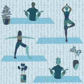 yoga girl poses blue and teal