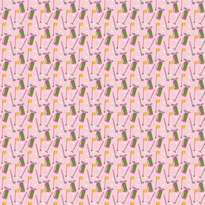 Ladies Golfing Pattern on Pastel Pink - Small