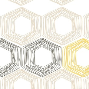 Abstract Lines Honeycombs Bee Hives in Yellow