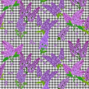 lilacs on plaid