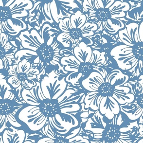 Modern Folk Bloom (Blue 24x24)