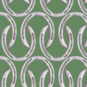 Good Vibes Lucky Horse Shoes, grey, watercolor kelly green