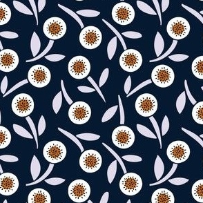 Ditsy micro floral on dark blue