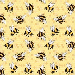 Bumblebees on yellow honeycomb