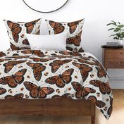 Monarch Butterfly Floral Embroidery - XL Scale