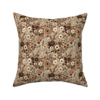 Neutral Embroidered Floral Beige BG - Small Scale