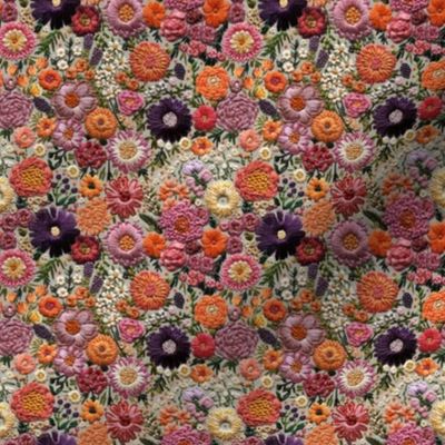 Summer Floral Embroidery Pink_ Purple_ Orange - XS Scale