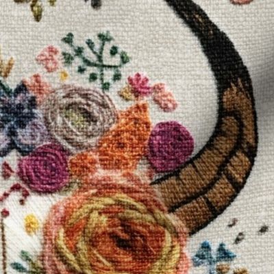 Western Floral Skull Embroidery - XL Scale