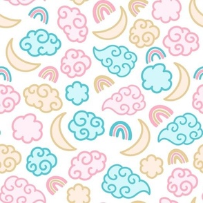 Sweetie Dreams with Cute Clouds and Rainbows