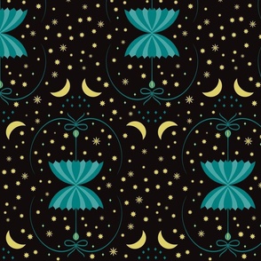 Sweet Starry Dreams - night sky - stars and moon - half brick fabric