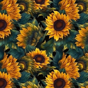 Watercolor Sunflowers (Dark)