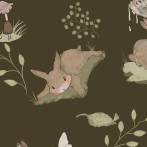 Big scale Rabbit in woodland dark 