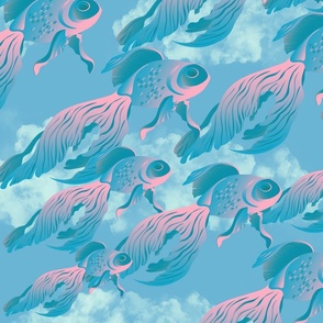 Flying Pink Beta Fish 