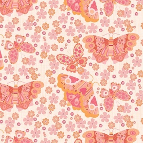 Patchwork Butterfly-Electric Tangerine Palette-Large Scale