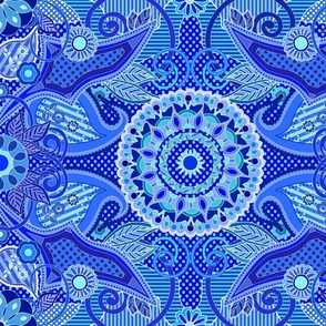 Pattern Clash Maximalist Blue Mandala Paisley