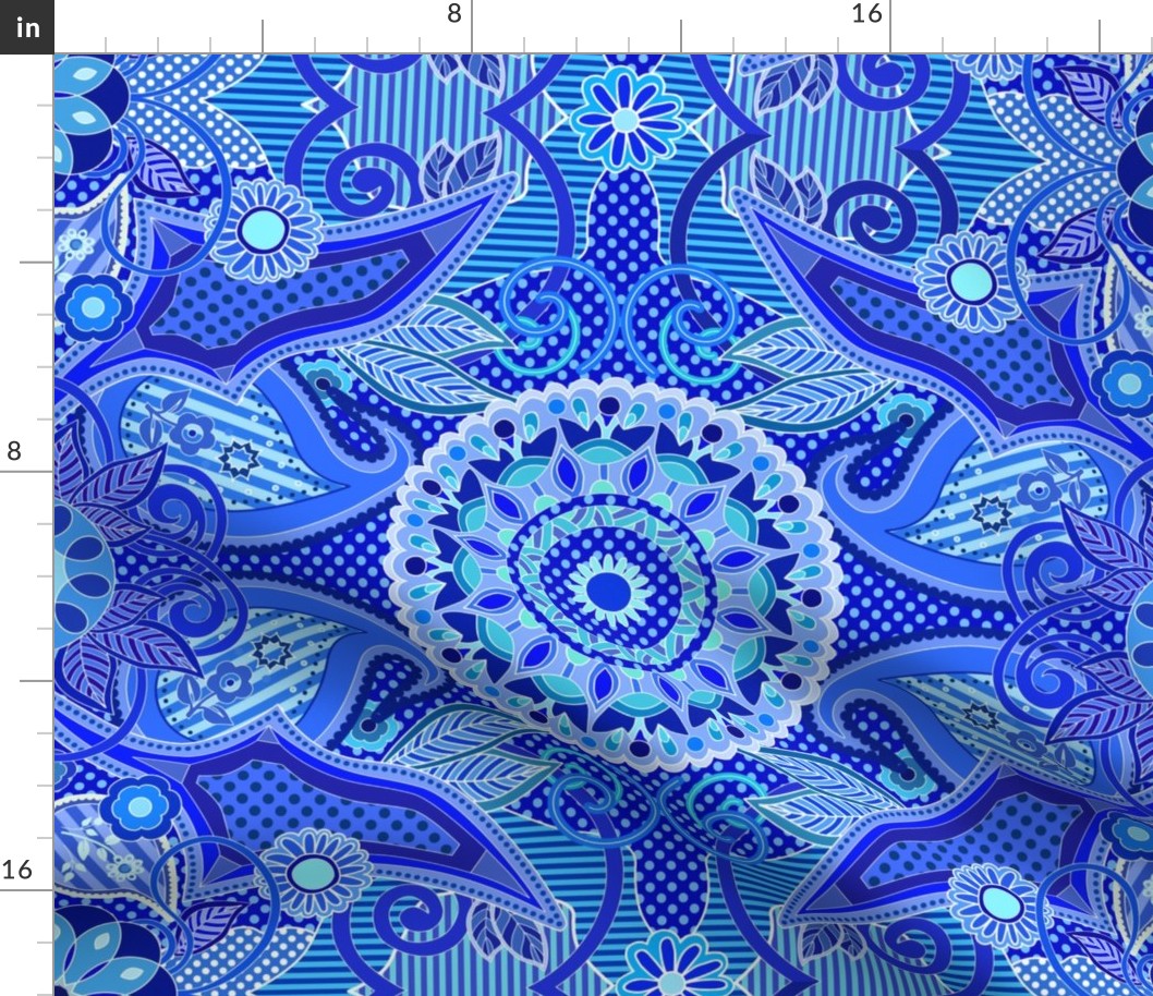 Pattern Clash Maximalist Blue Mandala Paisley