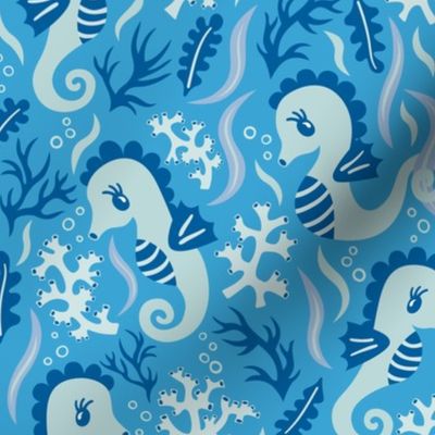 Sweet Seahorses - Pantone Ultra Steady - Blue