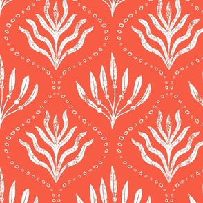 Summer Seaweed || White Seaweed  on Red || Summer Cove Collection by Sarah Price