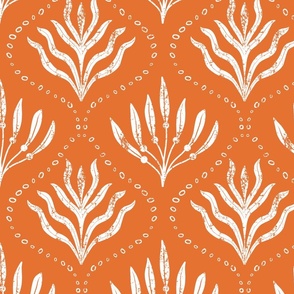 Summer Seaweed || White Seaweed  on Orange || Summer Cove Collection by Sarah Price