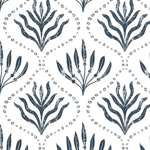 Summer Seaweed || Navy Blue Seaweed  on White| Summer Cove Collection by Sarah Price
