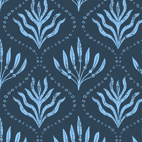Summer Seaweed || Blue Seaweed  on Navy Blue || Summer Cove Collection by Sarah Price