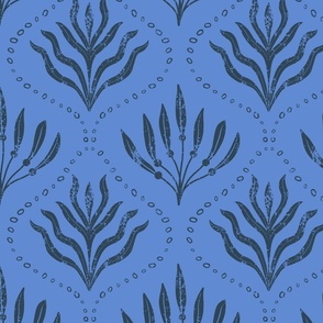 Summer Seaweed || Navy Blue Seaweed  on Blue || Summer Cove Collection by Sarah Price