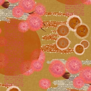 Garden Party A -on gold with gold texture (large scale)