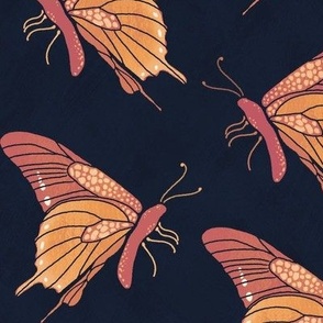 Monarch Butterflies - navy blue and orange