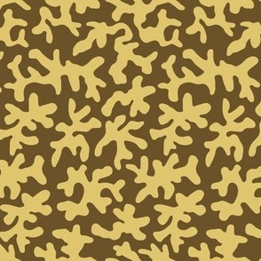 Abstract Coral Shapes in Brown and Goldenrod, Small