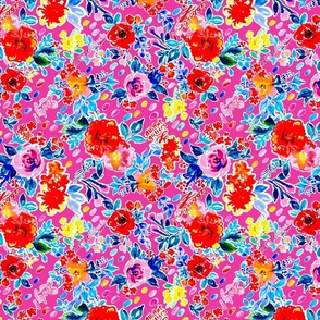Party! Yayy! Bold florals for Birthday and other celebrations on Hot pink Medium scale