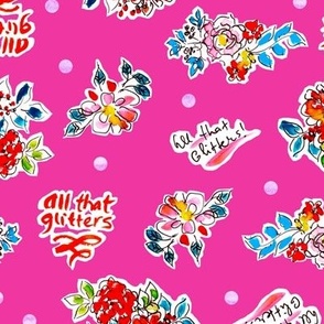 All that glitters Sketchy bold florals on Hot pink background Medium scale 