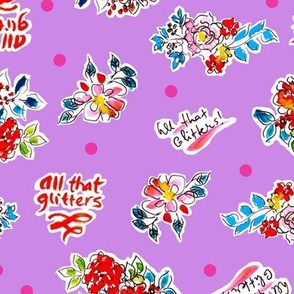 All that glitters Sketchy bold florals on Lila background Medium scale 