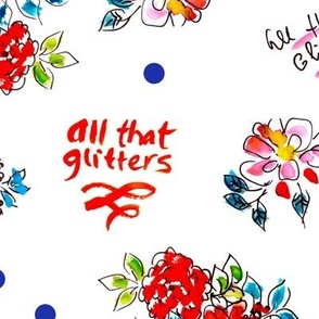All that glitters Sketchy bold florals on White background Large scale 