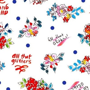 All that glitters Sketchy bold florals on White background Medium scale 