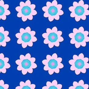 Wow Flower - pink on blue - 12in 