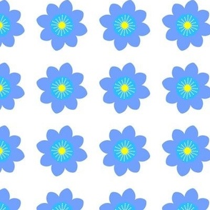 Wow Flowers - blue on white - 12in