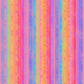 Watercolor stripes and dots - pink background