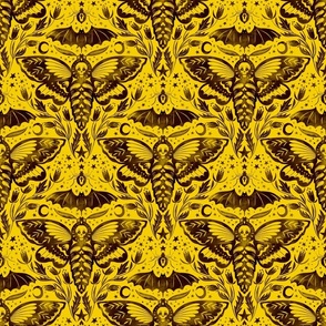 Skull Moth Damask Warm Yellow Half Scale